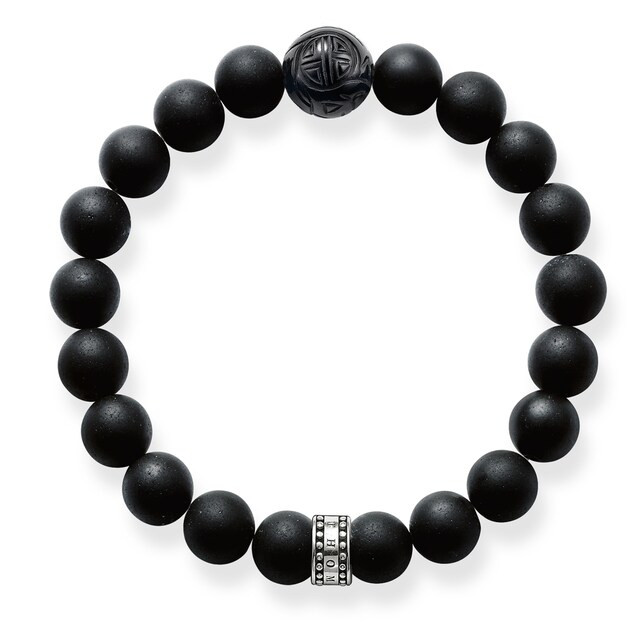 Thomas Sabo
    
    Mens Sterling Silver Obsidian Bead 19cm Bracelet
    
        A1085-023-11-L | Goldsmiths