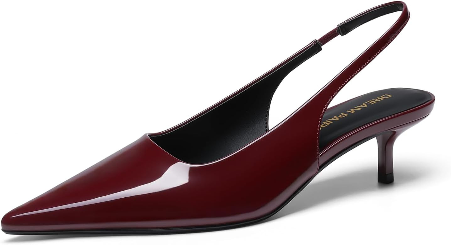 DREAM PAIRS Women's Pumps Kitten Slingback Low Closed Heels | Amazon (US)