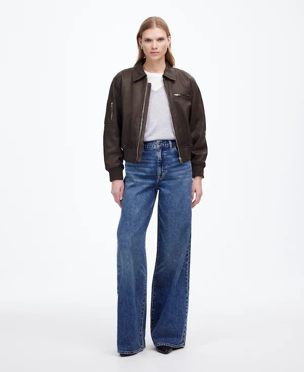 Relaxed Leather Bomber Jacket | Madewell | Madewell