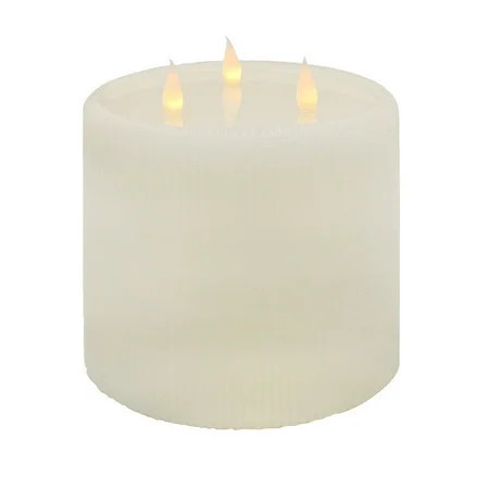 Home Decor Collection Fluted Large 3 Wick LED Flameless Candle | Walmart (US)