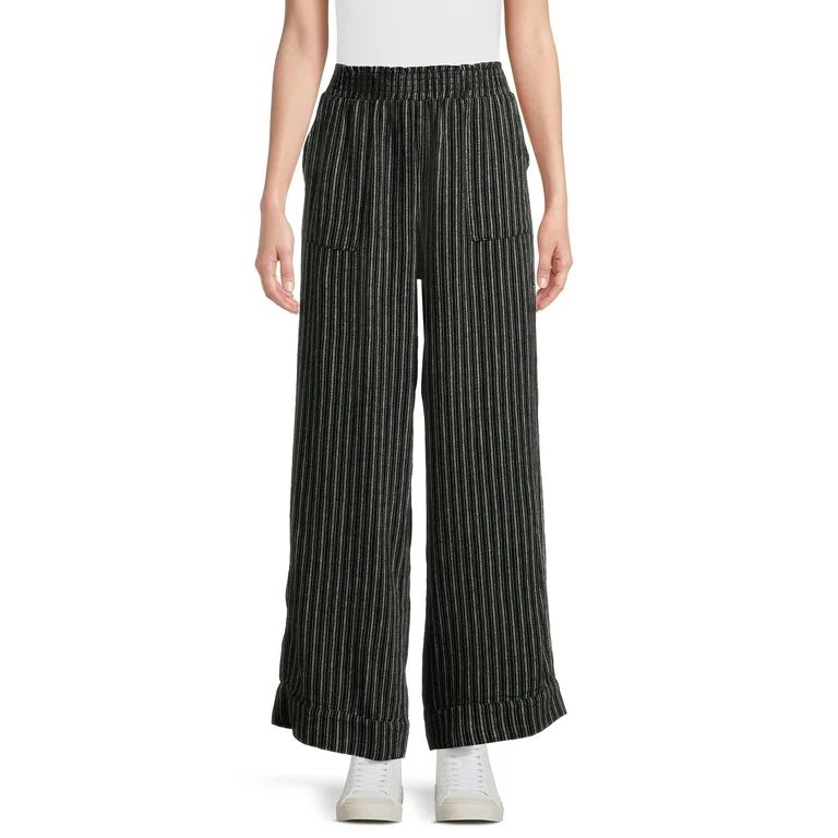 Time and Tru Women's Linen Blend Pants with Smocked Waist, 29" Inseam, Sizes XS-XXXL | Walmart (US)