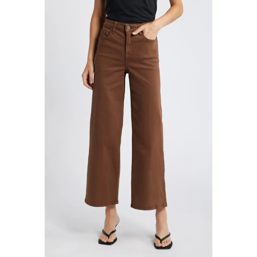 HIDDEN JEANS High Waist Wide Leg Jeans in Brown at Nordstrom, Size 26 | Nordstrom
