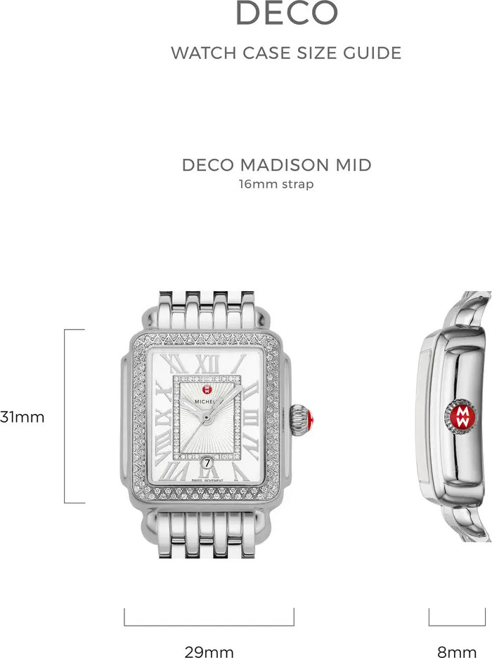 Deco Madison Mid Diamond Dial Watch Head & Bracelet, 29mm x 31mm | Nordstrom