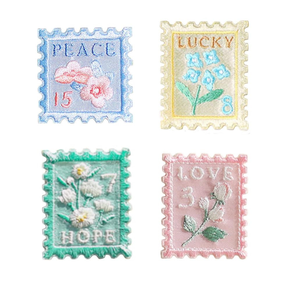 4pcs Flower Embroidered Patch,Flower Stamp Embroidery Applique,Cute Flower Iron On Patch,Embroide... | Amazon (US)