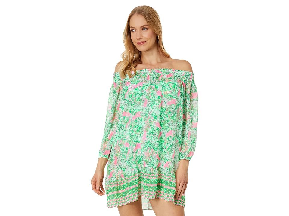 Lilly Pulitzer Maribeth Cover-Up (Botanical Green Just Wing It Engineered Coverup) Women's Swimwear | Zappos