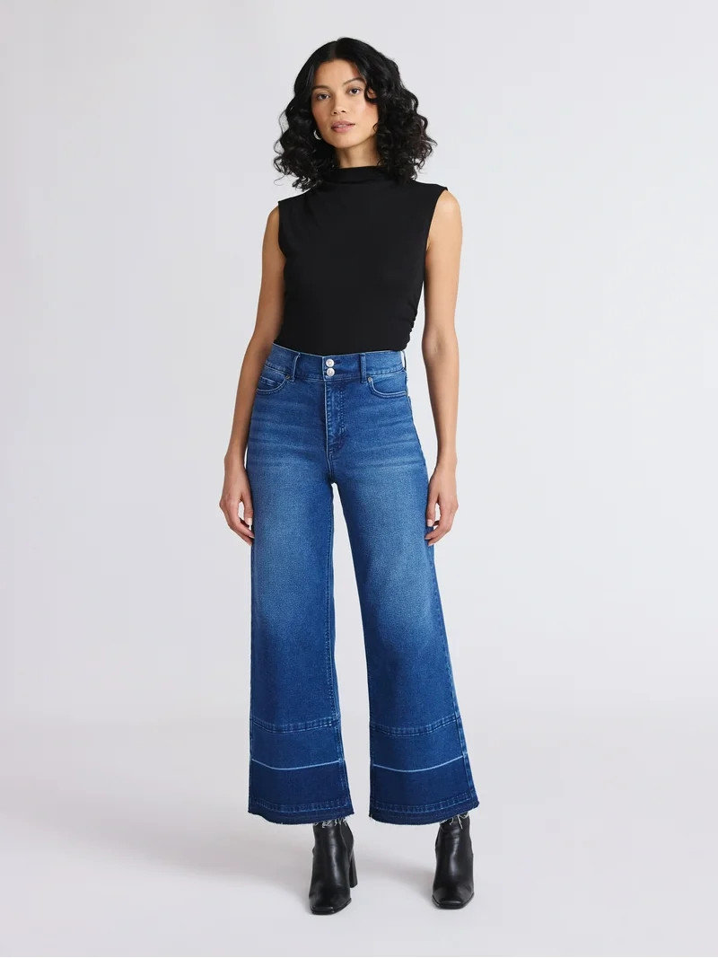 Sofia by Sofia Vergara Women's Margot Wide Crop Super High Rise Jeans, 27" Inseam, Sizes 0-20 | Walmart (US)