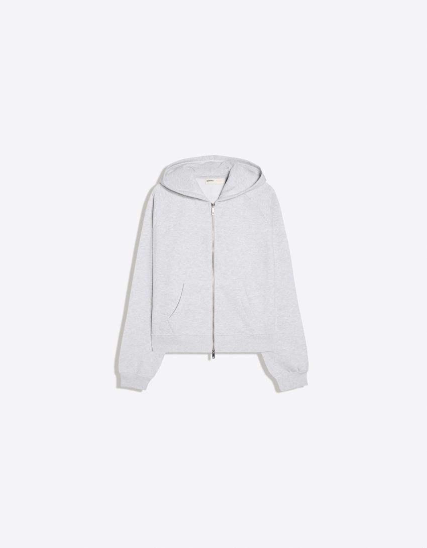 Zip-up plush hoodie | Bershka UK