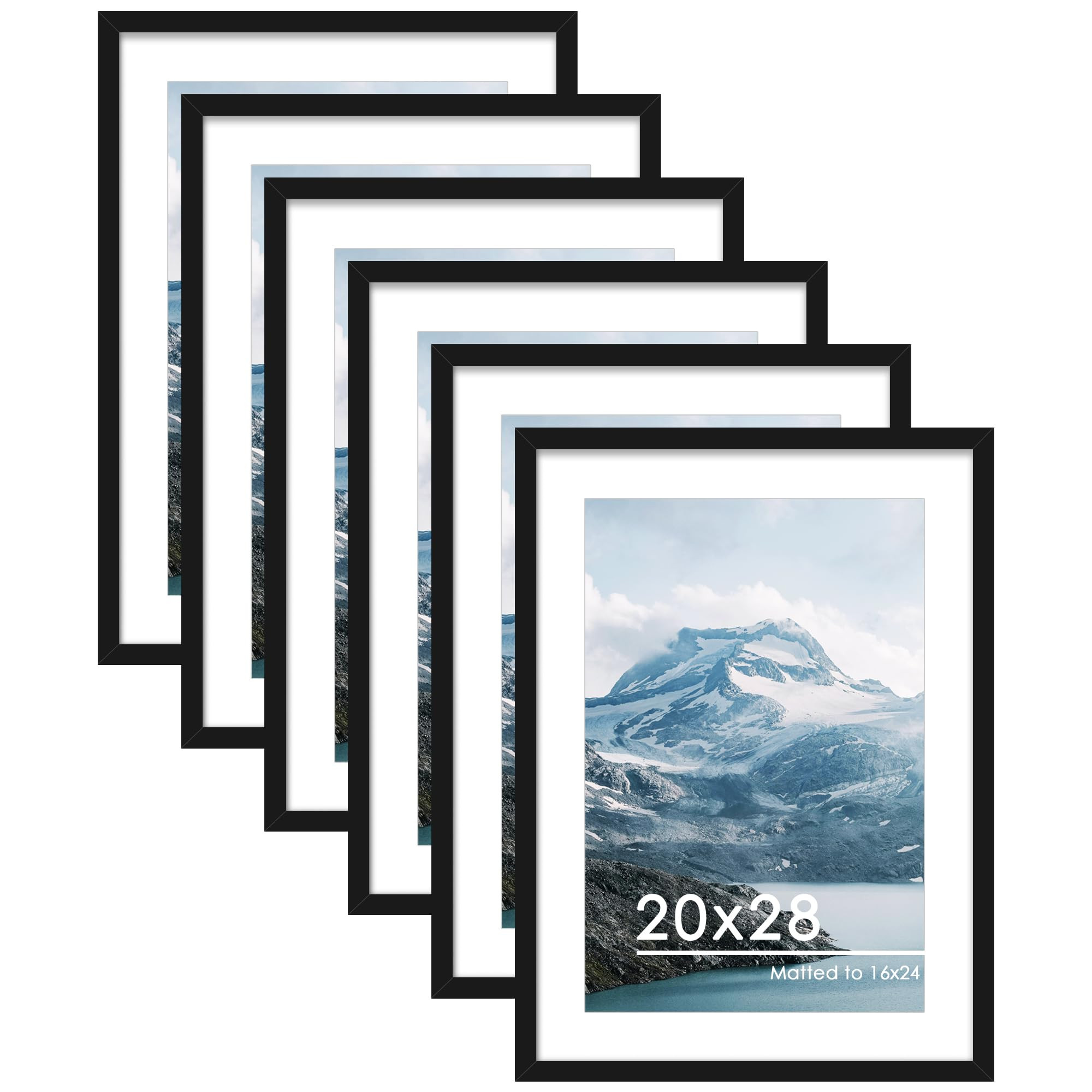 PEALSN 20x28 Picture Frame Set of 6, Display Pictures 16 x 24 with Mat or 20 x 28 Without Mat for... | Amazon (US)