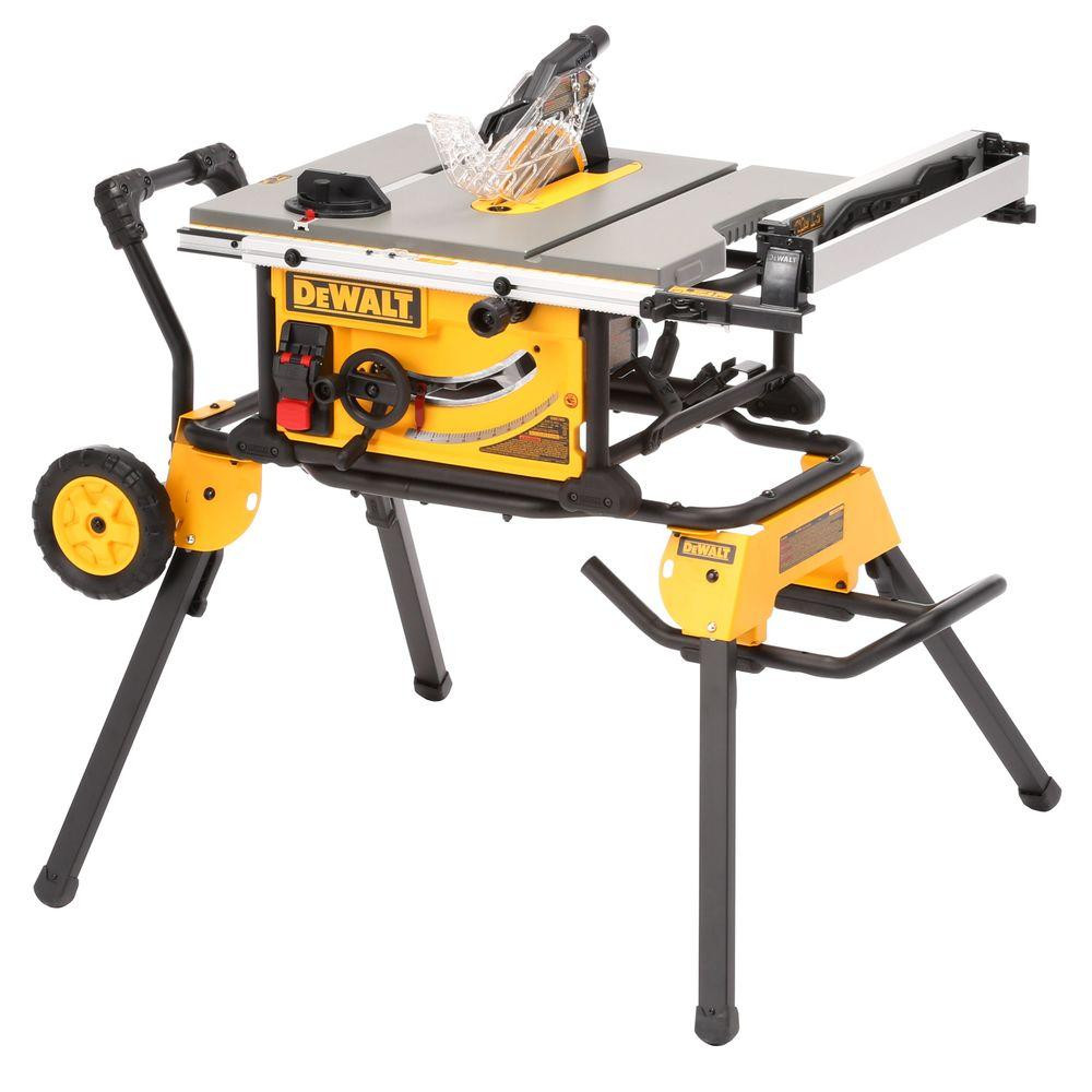 15-Amp Corded 10 in. Job Site Table Saw with Rolling Stand | The Home Depot