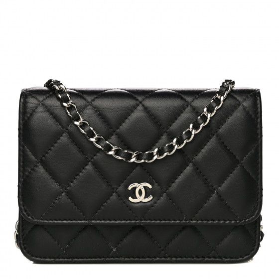 CHANEL Lambskin Quilted Mini Wallet On Chain WOC Black | Fashionphile