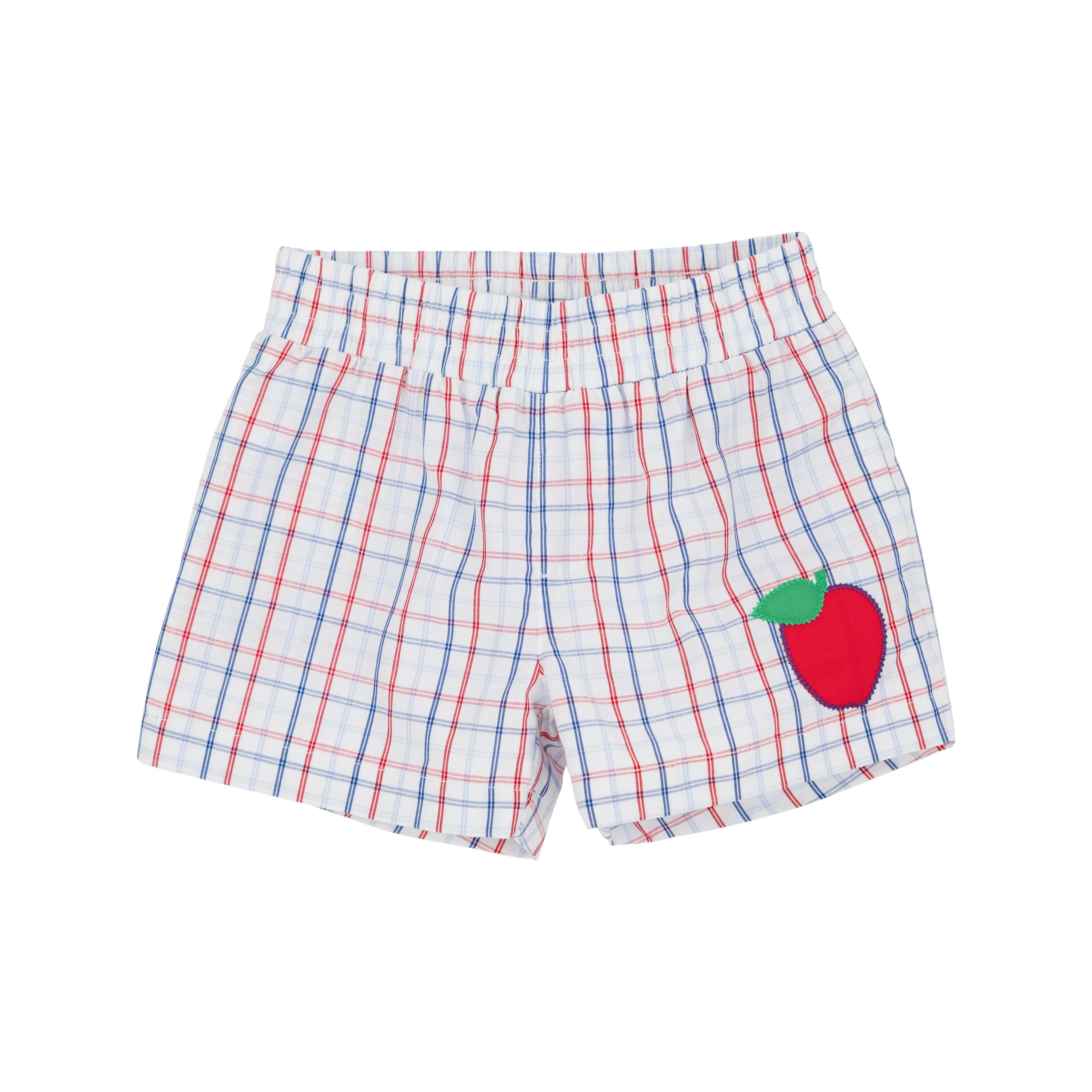 Sheffield Shorts - Whitehall Windowpane with Richmond Red Apple Applique | The Beaufort Bonnet Company