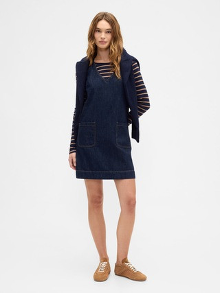 Denim V-Neck Mini Dress | Gap Factory