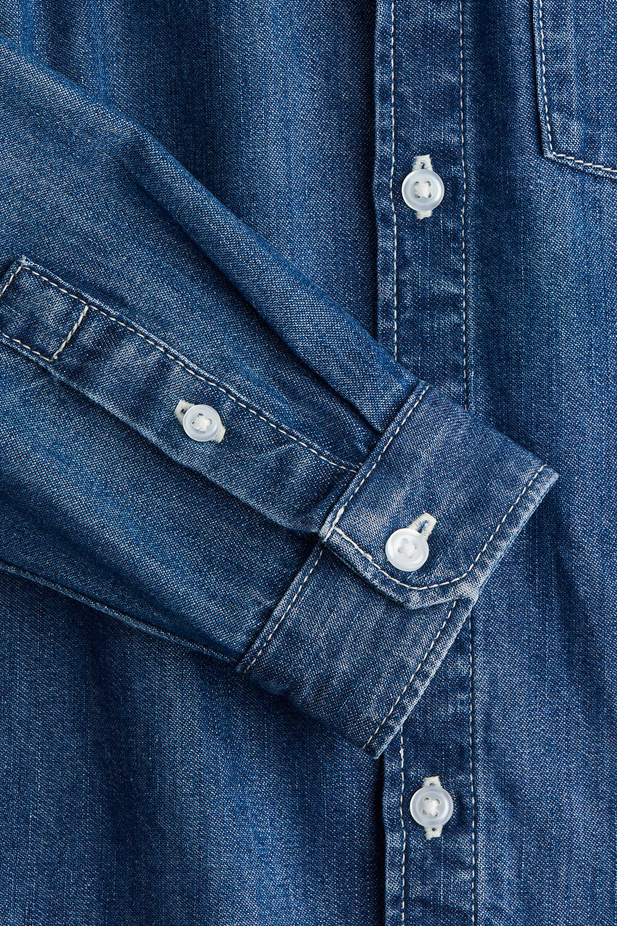 Cotton Denim Shirt - Long sleeve - Regular length - Denim blue - Kids | H&M US | H&M (US + CA)