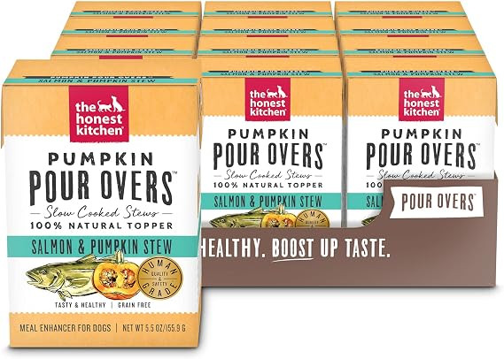 The Honest Kitchen Human Grade Pumpkin POUR OVERS Wet Toppers for Dogs (12 Pack), 5.5 oz - Salmon... | Amazon (US)