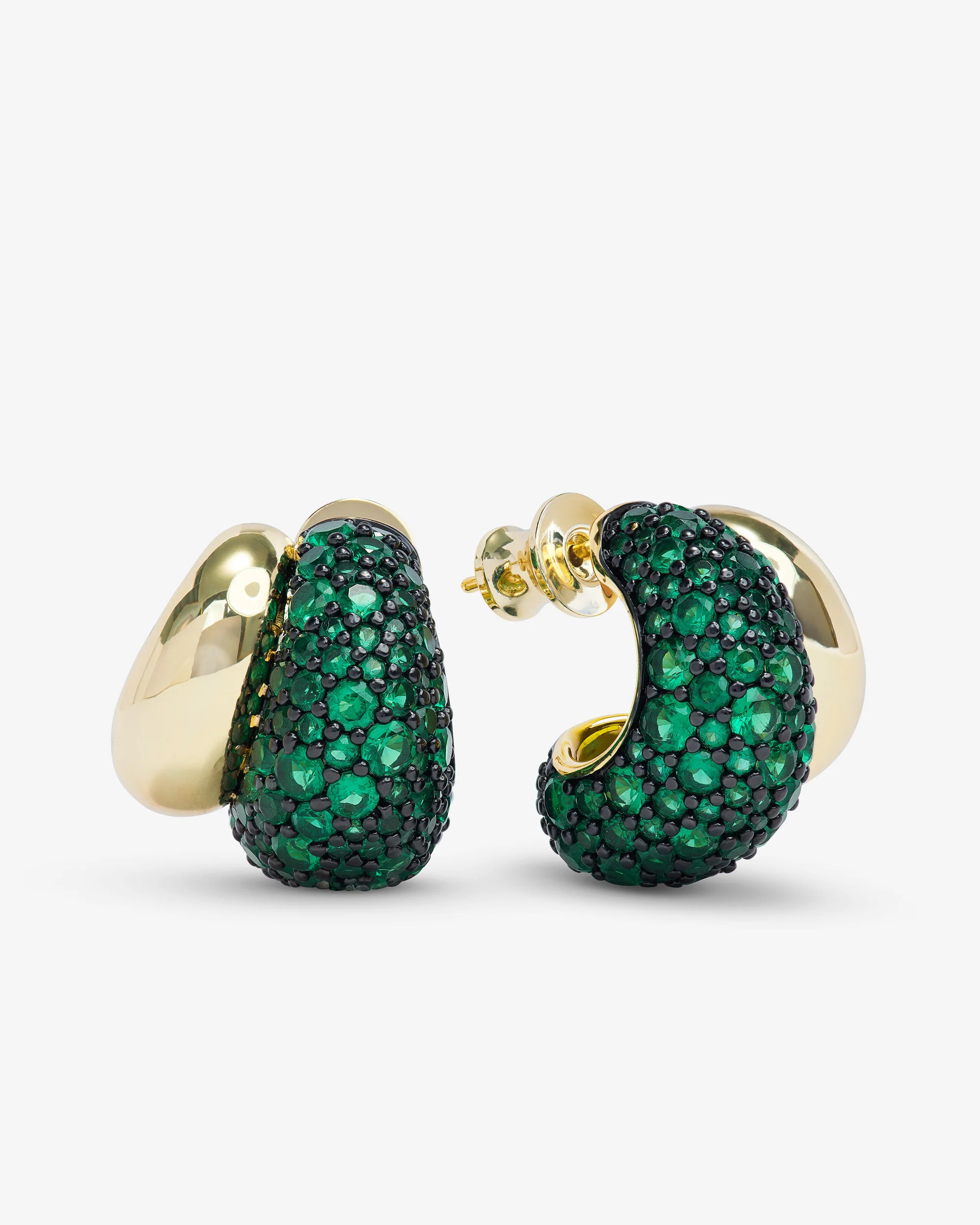 Norah Pavé Double Hoop - Gold|Emerald | Melinda Maria Jewelry