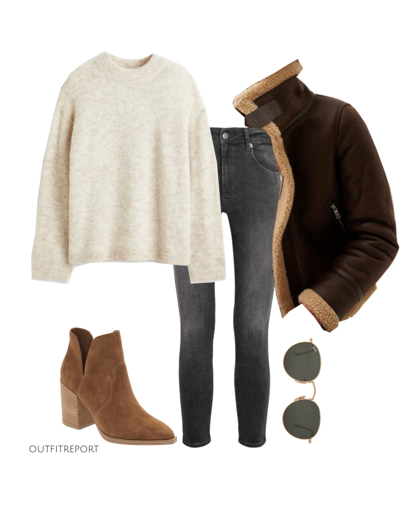 grey with brown outfit