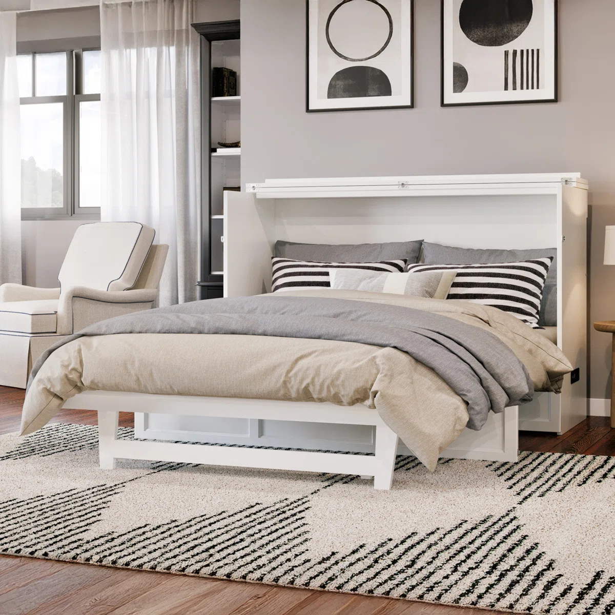 Andriena Murphy Bed Chest with 6" Mattress, Storage & Built-in Charger | Wayfair North America