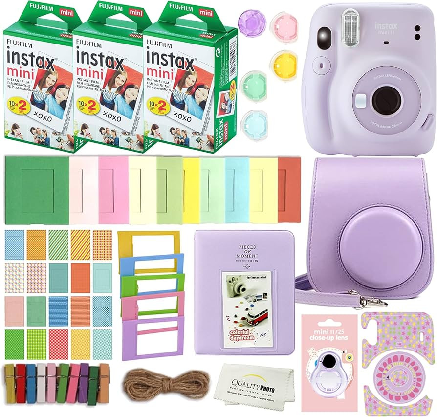 Fujifilm Instax Mini 11 Instant Camera with Case, 60 Fuji Films, Decoration Stickers, Frames, Pho... | Amazon (US)
