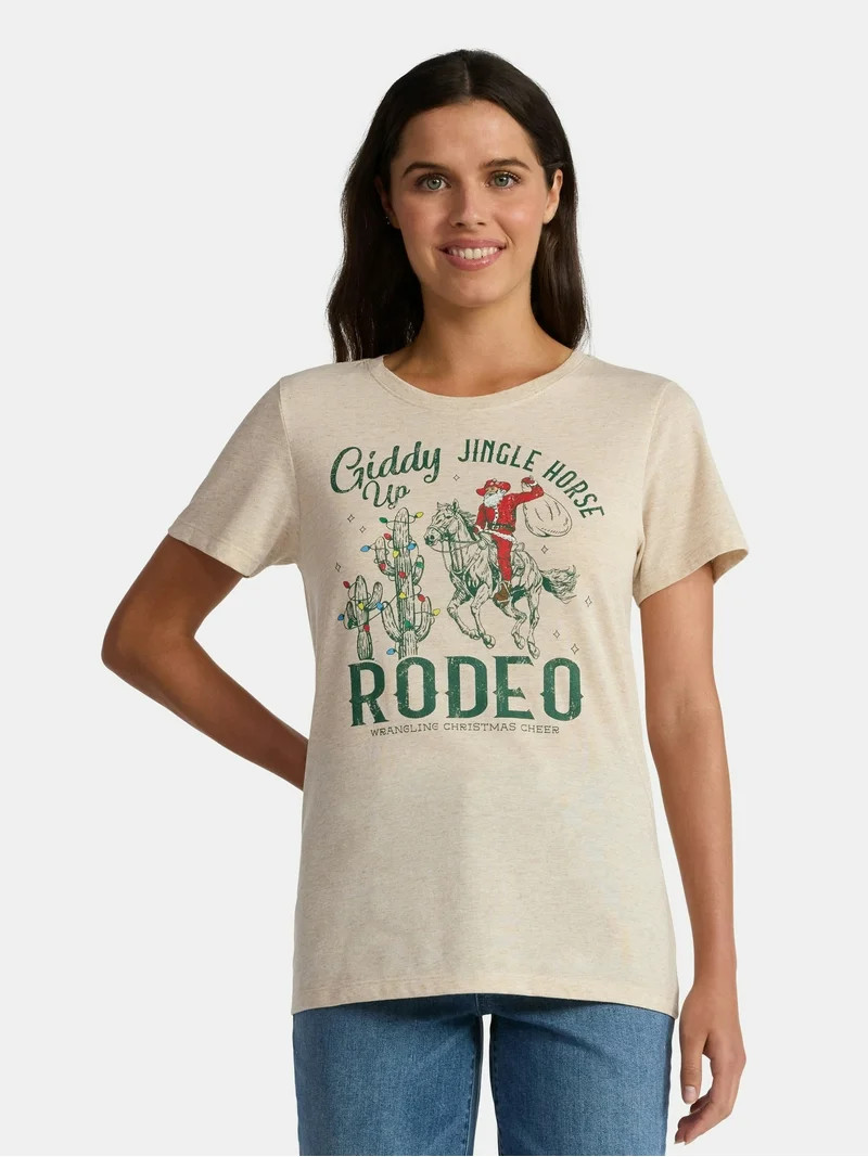 Christmas Women's Jingle Horse Graphic Tee from Holiday Time, Sizes S-XXXL | Walmart (US)