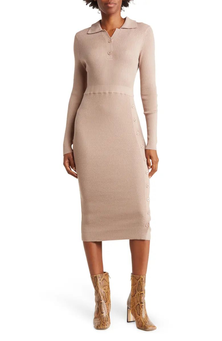 STITCHDROP White Plains Side Button Sweater Dress | Nordstromrack | Nordstrom Rack