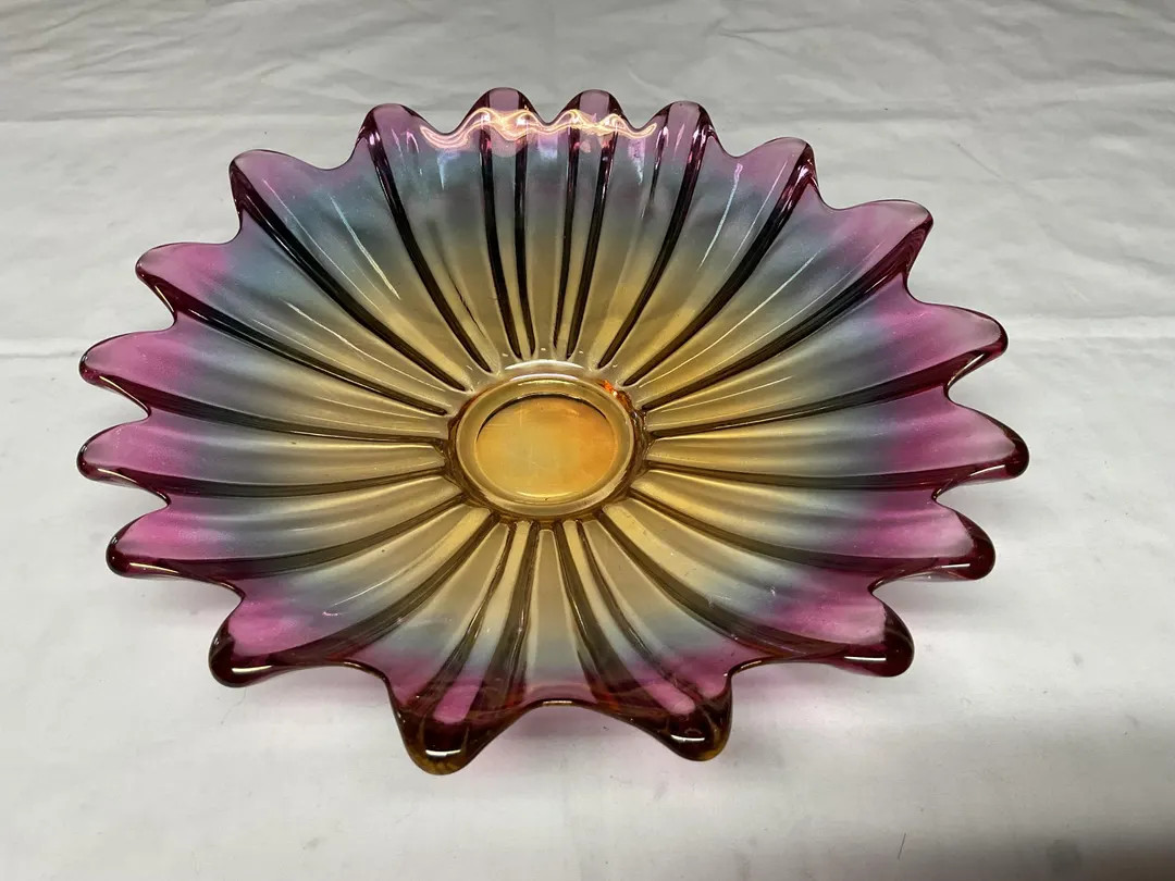 Vintage Federal Glass Bowl - Celestial Marigold - Iridescent Purple Starburst Bowl - 8" Dish. | Etsy (US)