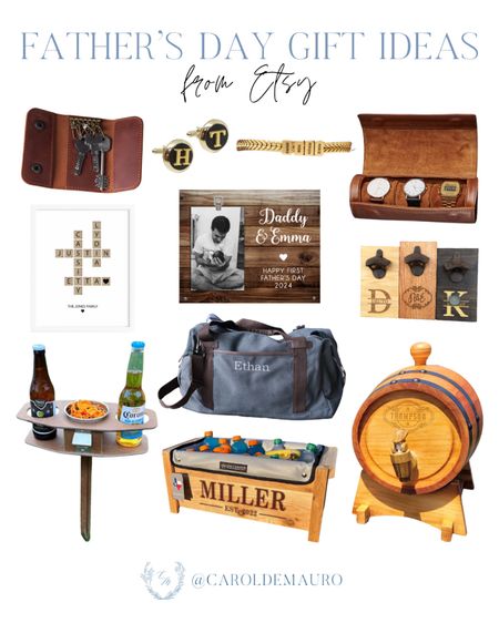 Here are some customizable gift ideas for your husband, father, dad-in-law, or brothers this Father's Day from Etsy: outdoor beer table, wall mount bottle opener, weekender bag, leather key case, and more!
#affordablefinds #mensgiftideas #giftguide #fathersdaypick

#LTKStyleTip #LTKSeasonal #LTKGiftGuide