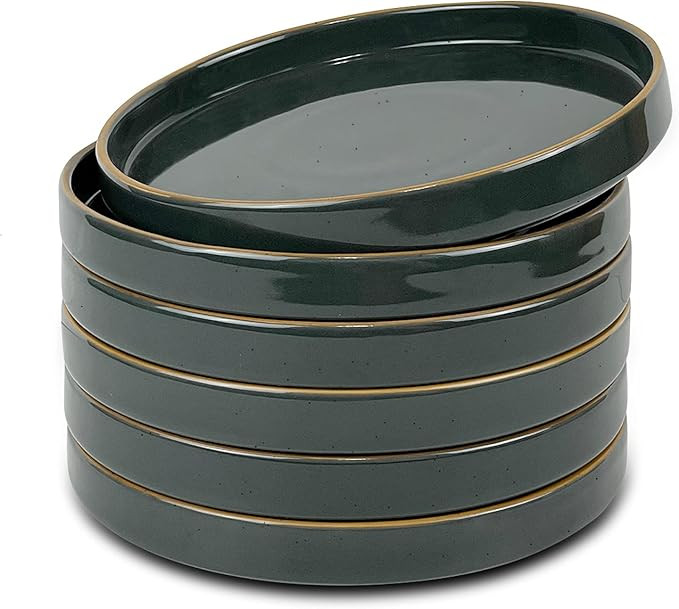 Mora Ceramic Flat Plates Set of 6 - 8 in - The Dessert, Salad, Appetizer, Small Lunch, etc Plate.... | Amazon (US)