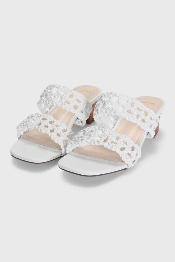 Evangelina White Woven High Heel Slide Sandals | Lulus (US)