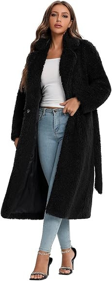 SUGAR POISON Women Faux Fur Winter Coats With Belt | Amazon (US)