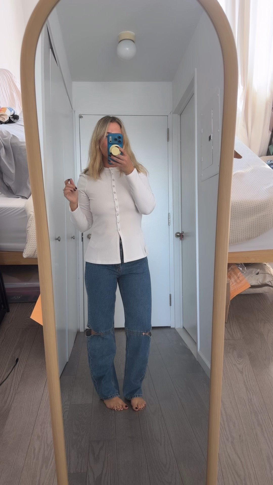 A really fun pair of jeans and a great top — daily edit cover from Found by Em