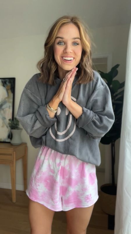 Smile sweatshirt : wearing m (linked similar) 
Pink shorts: wearing s // fit oversized 
Nike air max: fit tts 

Loungewear // mom outfit // mom style // comfy outfit // casual outfit // casual style // summer outfit 

#LTKstyletip #LTKSeasonal #LTKFind