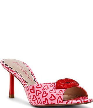 Betsey Johnson Casidy Heart Print Dress Slide Sandals - 8.5 | Dillard's
