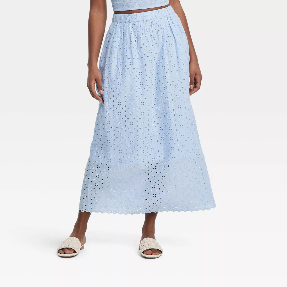 Women's Eyelet Maxi A-Line Skirt - Universal Thread™ Blue | Target