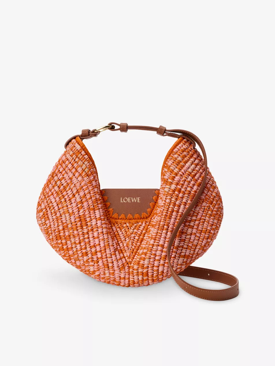Medium Swing Melange Raffia And Leather Top-Handle Bag | Selfridges