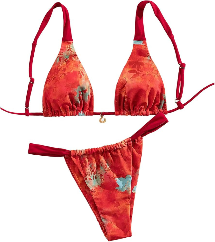 Amazon.com: RoseSeek Women's 2 Piece Floral Tropical Print Bikini Set Boho Triangle Bathing Suit ... | Amazon (US)