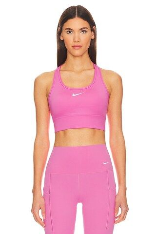 Nike Padded Longline Sports Bra in Playful Pink & White from Revolve.com | Revolve Clothing (Global)