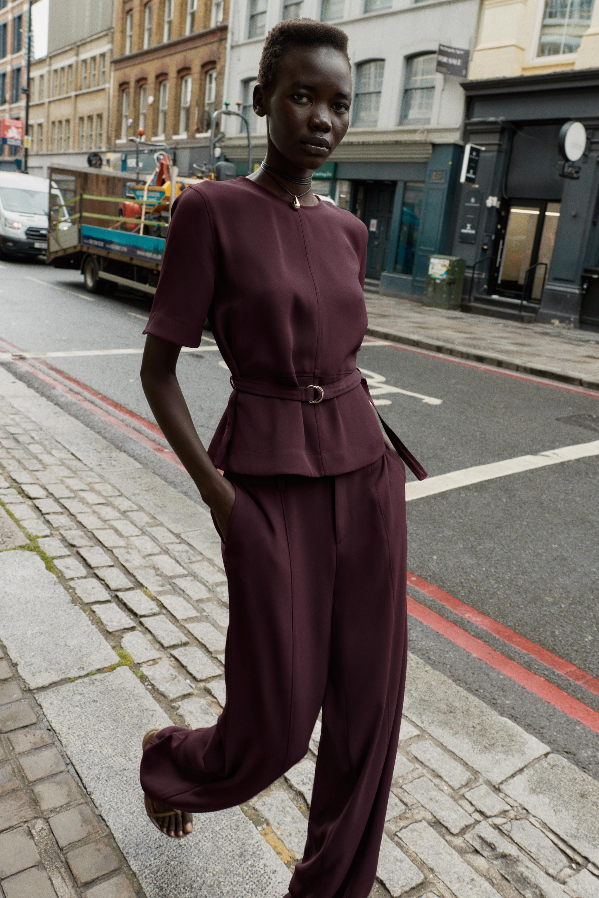 SHORT SLEEVE BELTED TOP | Zara UK