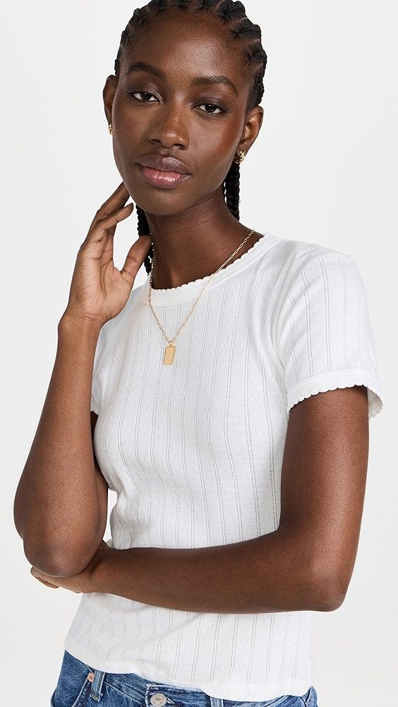 Leset Pointelle Short Sleeve Tee | Shopbop | Shopbop