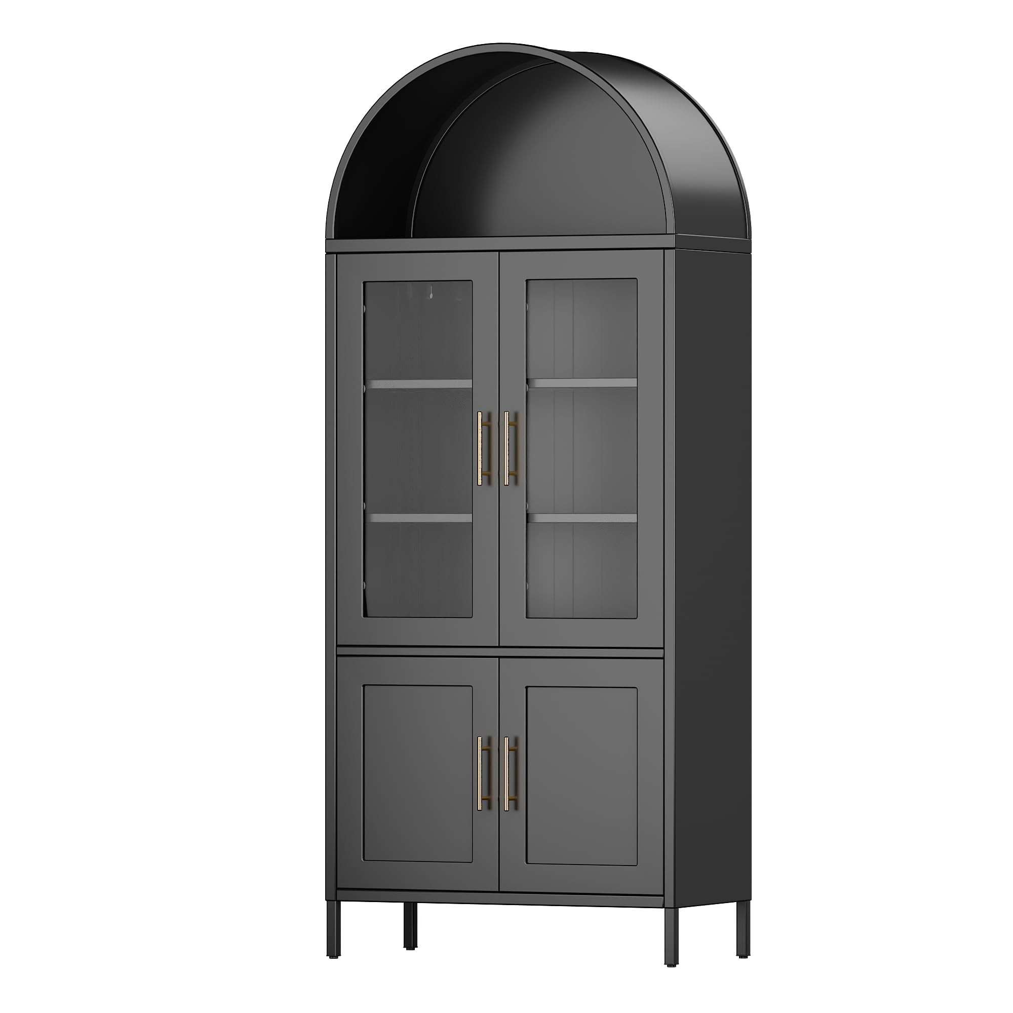 73''H Arched Bookcase with Doors, Arched Pantry Cabinet for Living Room Kitchen, Assembled Requir... | Amazon (US)