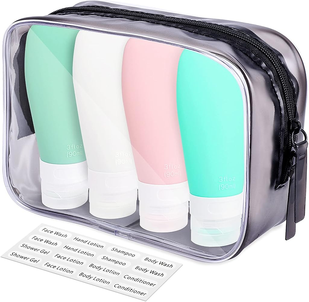 INSFIT Portable Travel Bottles, TSA Carry On Approved Toiletries Containers, 3 Ounce Leak Proof Sque | Amazon (US)