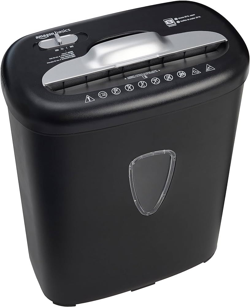 Amazon Basics 8 Sheet Cross Cut Paper and Credit Card Shredder with 4.1 Gallon Bin, Black | Amazon (US)