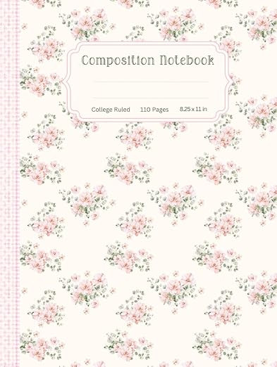 Pretty Composition Notebook: Floral Notebook for Women & Girls - Cream College Ruled Pages & Cute... | Amazon (US)