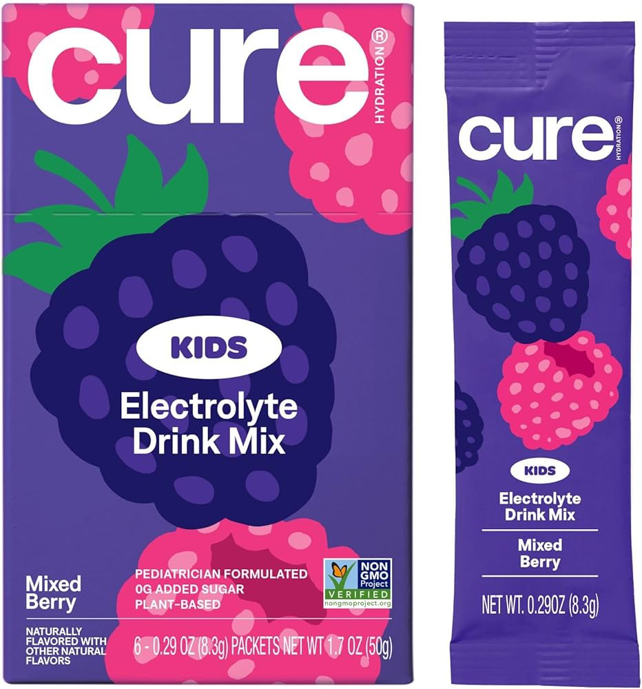 Cure Hydration - Kids Electrolyte Drink Mix | Plant-Based Pediatrician Formulated Rehydration Pow... | Amazon (US)