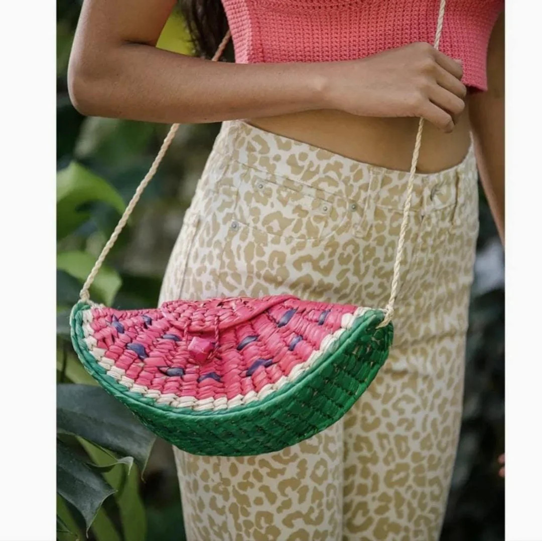Vintage Woven Watermelon Slice Bag – Straw Rattan Crossbody | Etsy (US)
