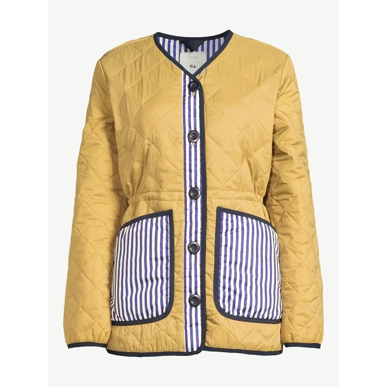 Free Assembly Women's Quilted Cinched Waist Liner Jacket | Walmart (US)