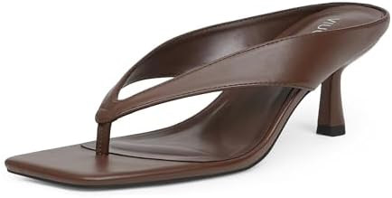 Women’s Kitten Heels Flip Flops Slip On Open Toe Low Heels Thong Square Slide Summer Fashion Pa... | Amazon (US)