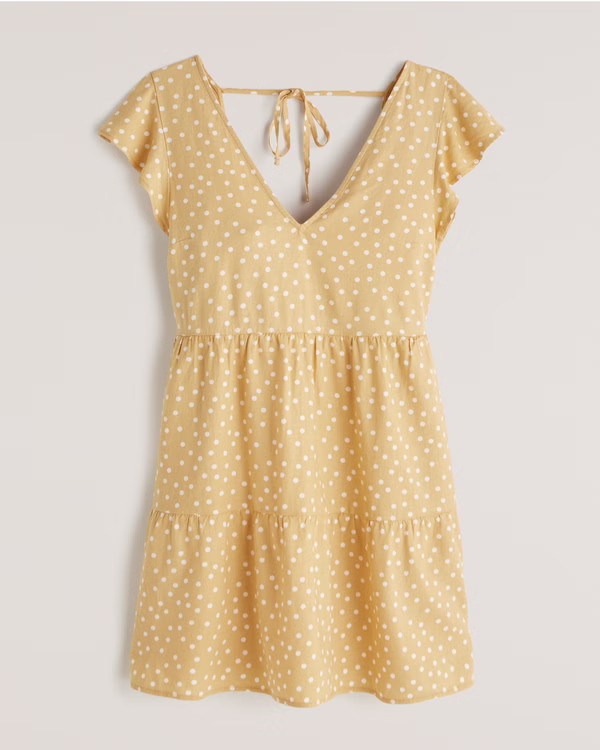 Ruffle Sleeve Trapeze Mini Dress | Abercrombie & Fitch (US)