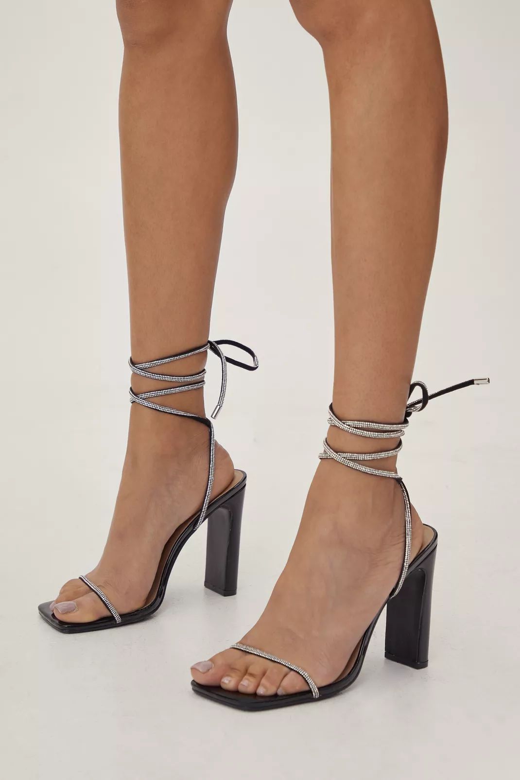 Patent Diamante Strap Strappy Heels | Nasty Gal (US)