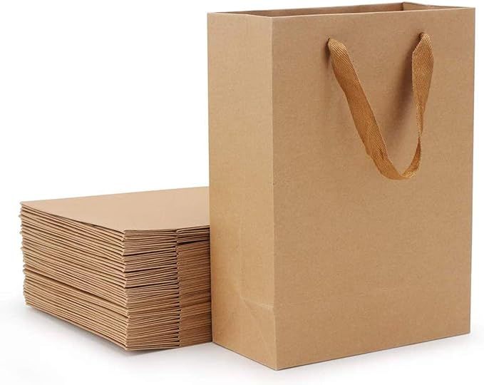 Merchandise Bags, EUSOAR 11.8" x 5.9" x 15.7" 25pcs Brown Paper Bags with Handles, Shopping Bags,... | Amazon (US)