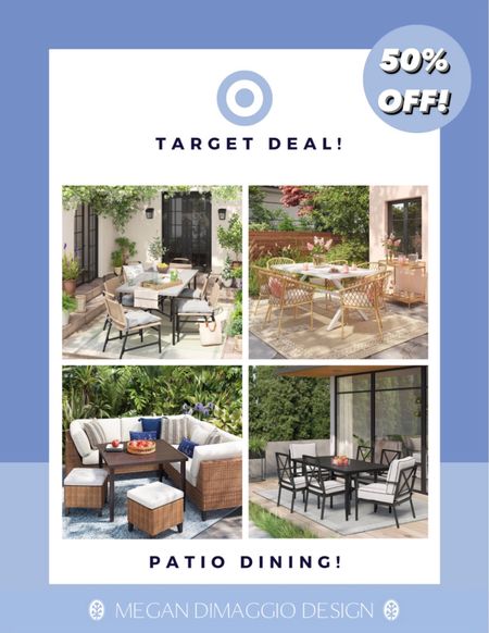 Now get 30-50% OFF patio outdoor dining furniture at Target!! ☀️😎🙌🏻 including all of these new sets!! Several dupes for Pottery Barn, Serena & Lily and Ballard Designs!! 🏃🏼‍♀️🏃🏼‍♀️🏃🏼‍♀️

#LTKSeasonal #LTKhome #LTKsalealert